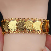Buy Gold African Party Jewelry: Ethiopian Coin Chain Bracelet - Unisex Middle Eastern Gif for only $7.49 at Flexi Africa!